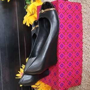 Tory Burch cap toe wedges